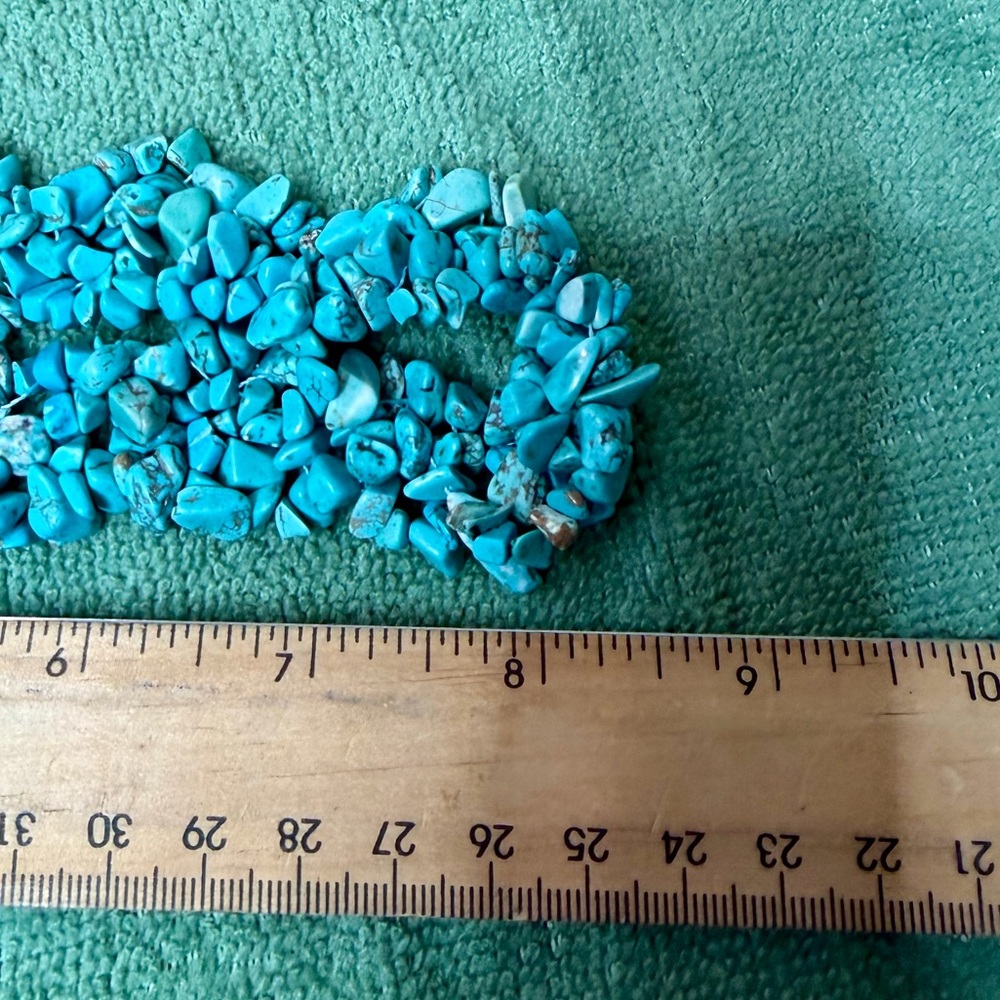 Turquoise Gemstone Chips Cluster Multi Strand Sta… - image 3